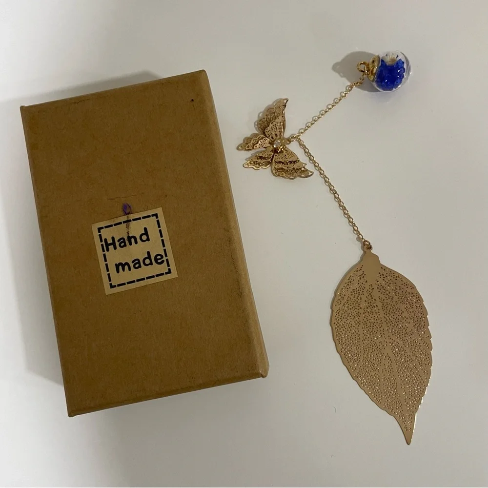 Handmade Metal Feather 3D Butterfly Bookmark - Picture 1 of 5